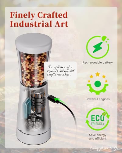 Electric Salt and Pepper Grinder Set with Storage Base (Black)