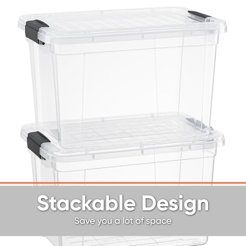 26.5 Quart Clear Plastic Storage Boxes with Lids (26 Quart)