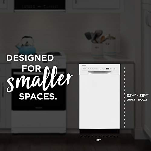 18 in. ADA Compact Front Control Dishwasher in White with Dual Spray Arms (White / Dishwasher Only)