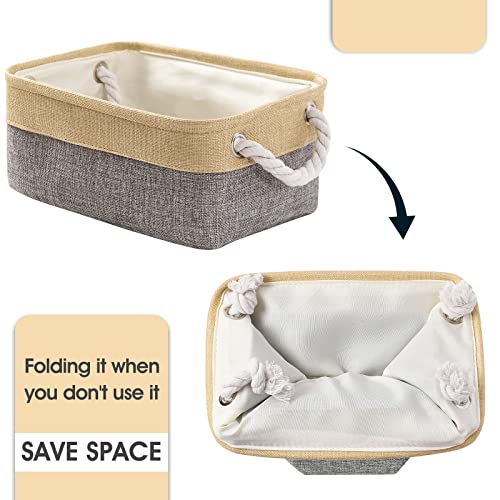 Organization and Storage Bins for Shelves (Golden&Grey / Small-6 Pack)