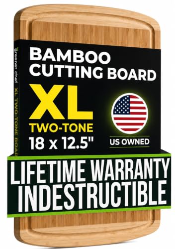 INDESTRUCTIBLE Bamboo Cutting Board (Two-Tone / 18"L x 12.5"W)