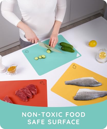 Cutting Board Alternative for Kitchen (Red / Mint / Yellow / 15"L x 12"W)