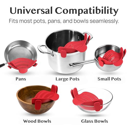 Snap N Strain Silicone Pot Strainer (Red)