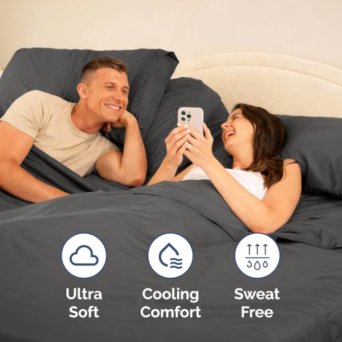 Flex Top Split Head King 4 Piece Sheet Set (07 - Charcoal / Split Head/Flex Top)