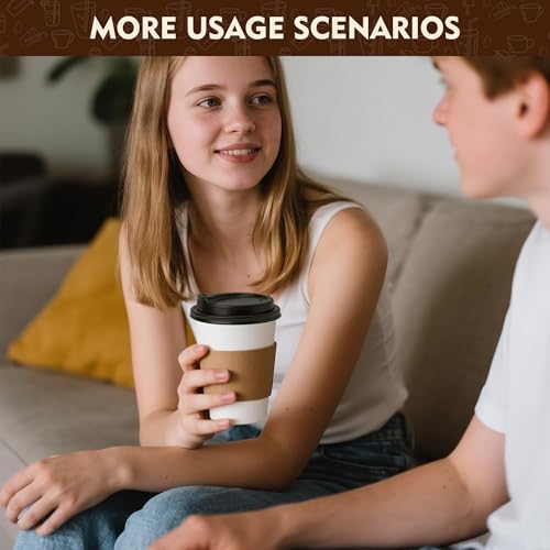 12 oz Disposable Paper Coffee Cups (White-Kraft Sleeves / 12 oz)