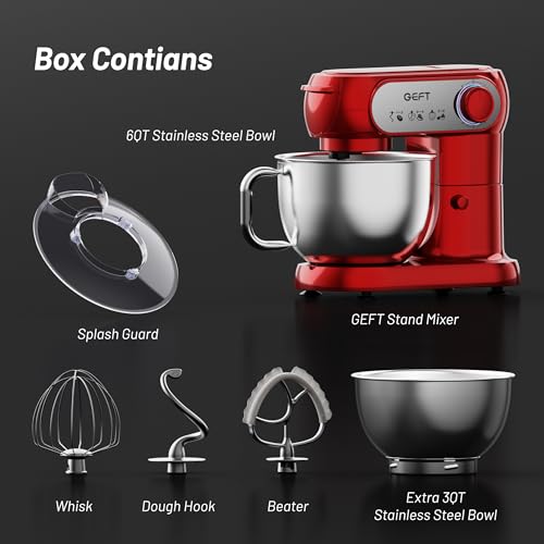 Stand Mixer 3.5QT&6QT Bowls Mixers Kitchen Electric Stand Mixer Red (Red / Two Bowls (3.5QT + 6QT))