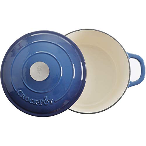 Artisan 5 Quart Round Enameled Cast Iron Dutch Oven (Sapphire Blue / 5-Quart)