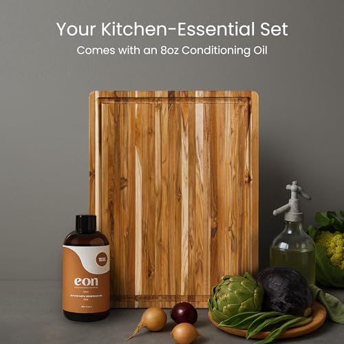 Carving Board and EON Cutting Board Oil Set (Cutting Board with Maintenance Oil / Small (16 inch x 12 inch x 1.5 inch))