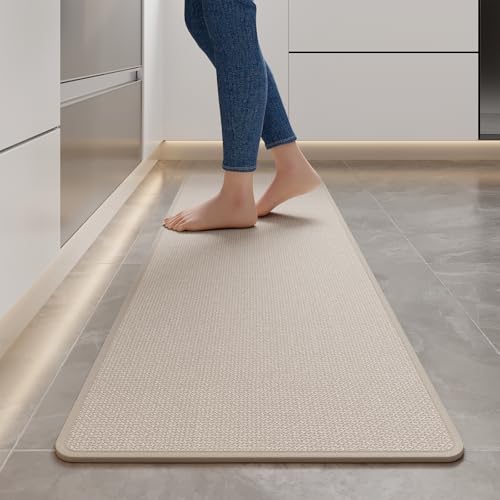 Long Kitchen Runner Rugs Kitchen Mat Non Slip Washable Beige 17"x59" (8.3316 Sq Ft)