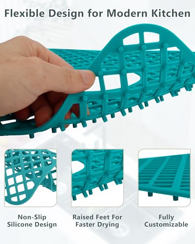 2 Pack Silicone Sink Mat Protector for Kitchen Sink