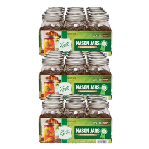 Regular Mouth Glass Mason Jars with Lids and Bands (Pint / 16 Oz (Pack of 36))