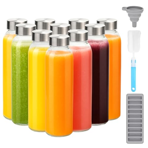 18 oz Glass Water Bottles with Stainless Steel Lids