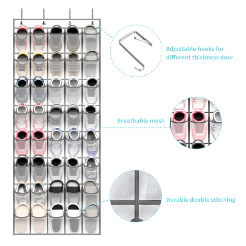 Over the Door Shoe Organizer (White - 40 Pockets)
