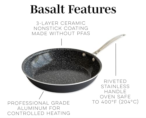Basalt Aluminum Saute Skillet (8-Inch / Nonstick Ceramic Coating)