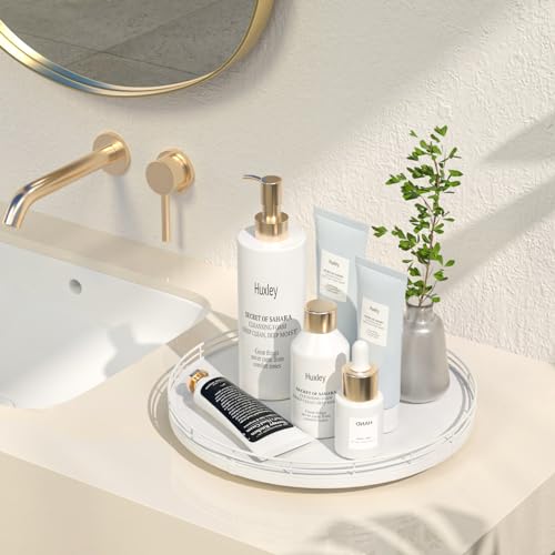 12 Inch Oak Lazy Susan Vanity Tray (White / 12)