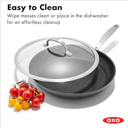 Enhanced 12” Nonstick Frying Pan Skillet with Lid (12" Frying Pan with Lid / Black)