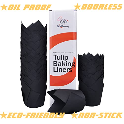 Black color Large size Tulip Baking Cups 2 (Black)