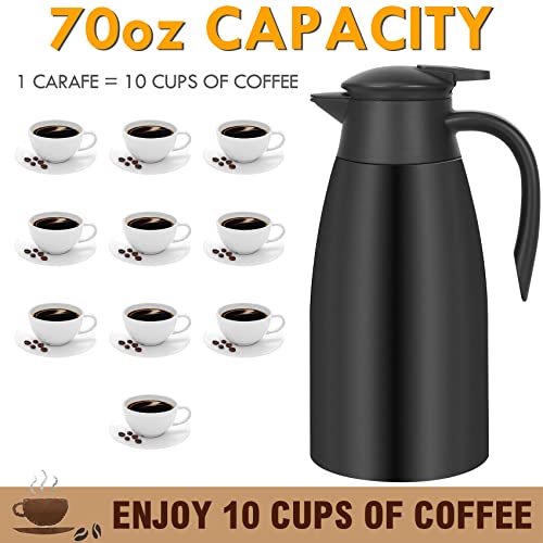 70oz Thermal Coffee Carafe Insulated Coffee Thermos (Black)