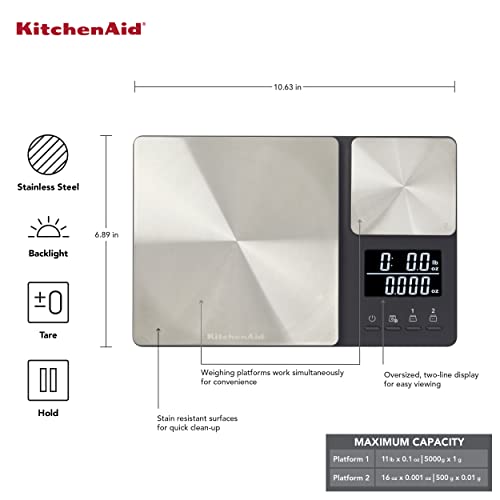 KQ909 Dual Platform Digital Kitchen and Food Scale (Black / Dual Platform)