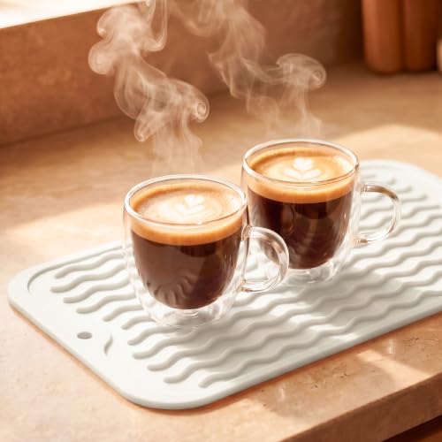 Silicone Dish Drying Mat for Multiple Usage (White / 12"L x 6"W)