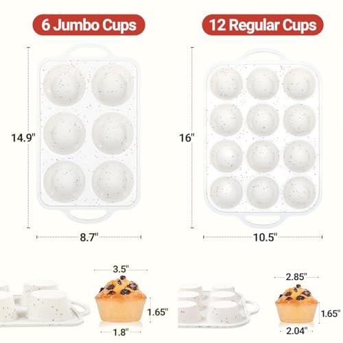 Silicone Muffin Pans for Baking (Creamy Confetti / Jumbo & Regular)