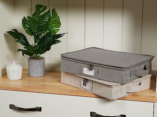 Flatware Storage Box with Removable Trays (Grey Heather / 15W x 11D x 3H)
