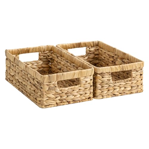 Wicker Storage Baskets for Shelves (Natural (Water Hyacinth) / 2x 13"L x 8¼"W x 4¾"H)