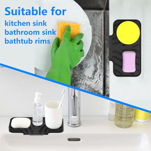 Sponge Holder for Kitchen Sink (Black / 8"x 4")