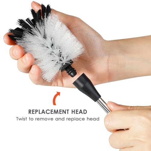 Bottle Cleaning Brush with 2 Replaceable Heads (White / 13 Inch ( Pack of 1))