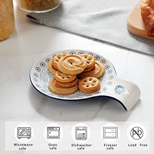 Spoon Rest 5.5" Ceramic Spoon Holder for Stove Top (Blue)