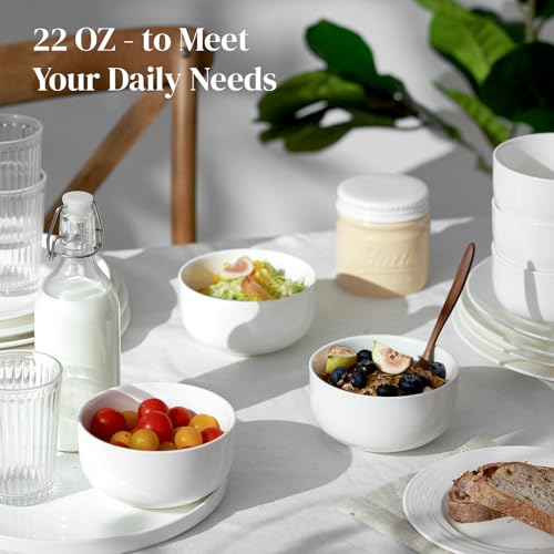 White Ceramic Bowls Set of 6 (22 oz)