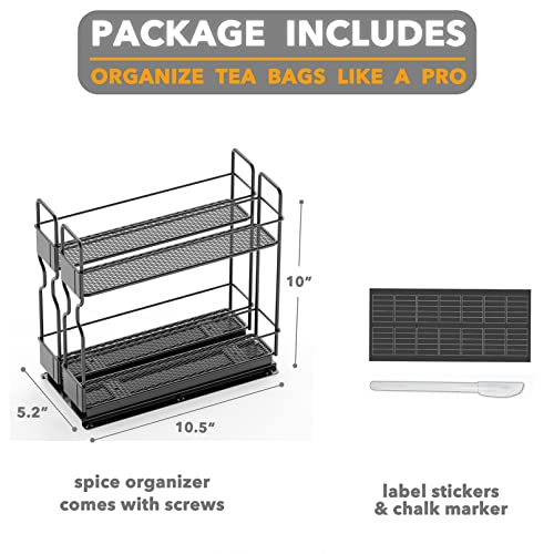 Pull Out Spice Rack Organizer for Cabinet (Two 2"W Drawers, 2-Tier)