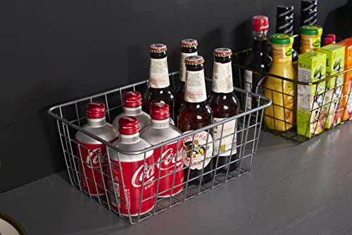 Wire Kitchen Storage Basket 4 Packs (Silver)