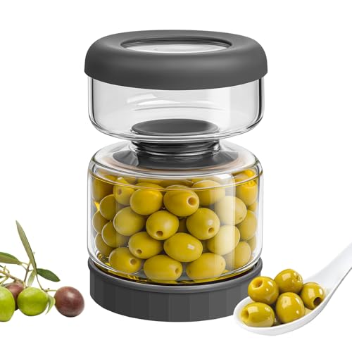 Glass Pickle Jar with Strainer Flip (25oz Smoky Grey Pickle jar)