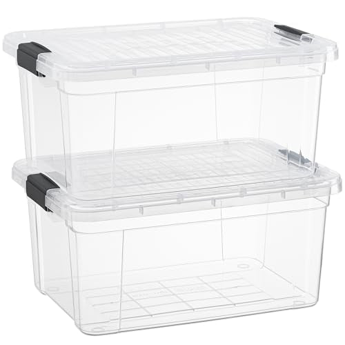 11 Quart Clear Plastic Storage Boxes with Lids (11 Quart)
