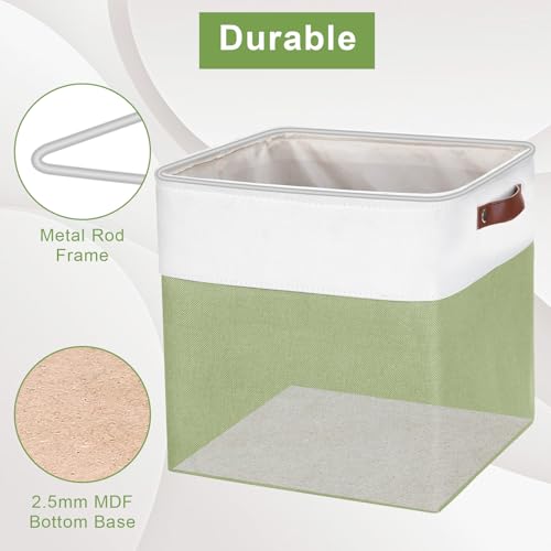 13x13 Cube Storage Bins (Green / Off-White / Cube - 13"x13"x13")