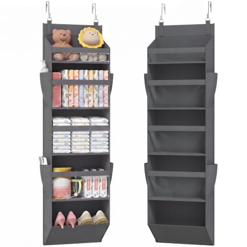 1 Pack Over the Door Organizer 5 Section Hanging Storage (Dark Gray / 5 section)