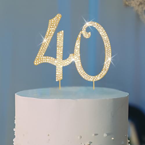Gold Cake Topper 40th Birthday Decorations Women 40th Birthday Cake Topper (40)