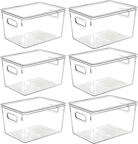 Clear Plastic Storage Bins with Lids (11 X 7.5 X 6)