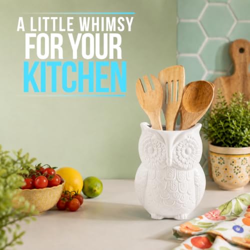 White Owl Utensil Holder (White)