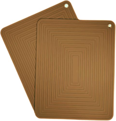 Brown Silicone Trivets Mats Set 2 for Hot Dishes (Brown)