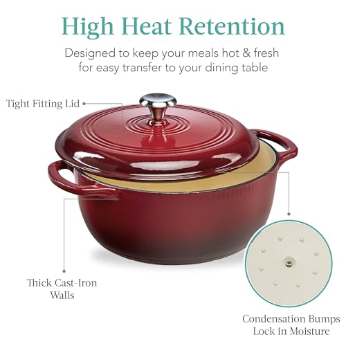 6 Quart Enamel Cast (Red / 6qt Round)
