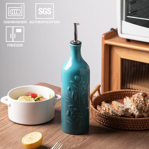 Sweejar Large Olive Oil Dispenser Bottle with Spout (Gradient Blue / Patterned styles)