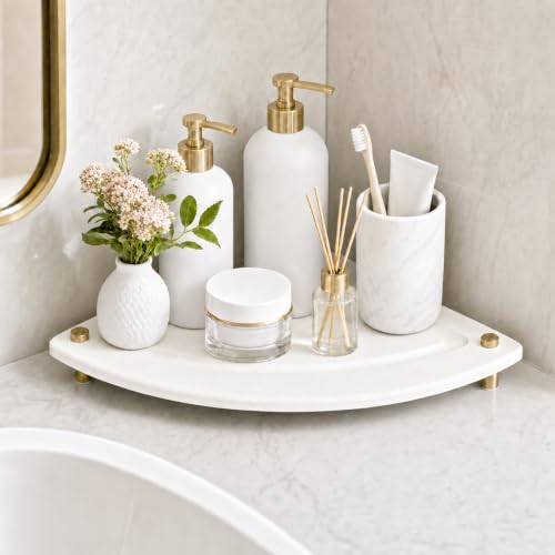Corner Counter Shelf (8.5"x 8.5" - White - Fan-shaped)