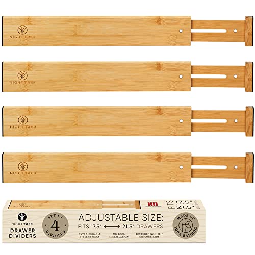 Expandable Bamboo Drawer Dividers (18" - 20" (Medium Size))