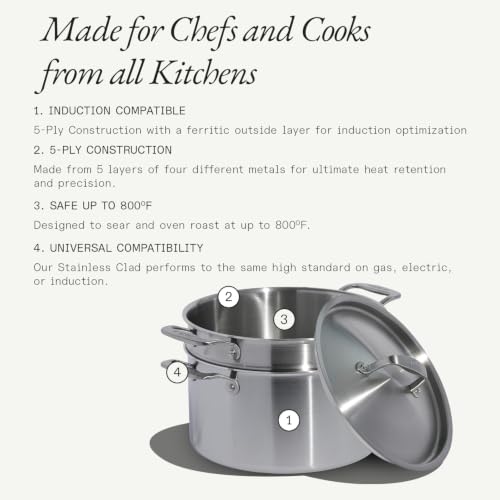 Cookware 8 Quart Stainless Steel Stock Pot With Lid and Pasta Insert