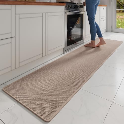 Extra Long Kitchen Runner Rugs Kitchen Mat Non Slip Brown 17"x95" (11 Sq Ft)