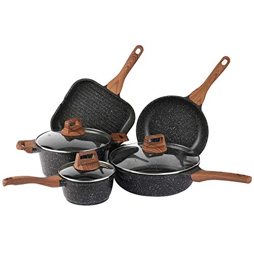 Nonstick Cookware Sets (Cream-8 Pcs Set)