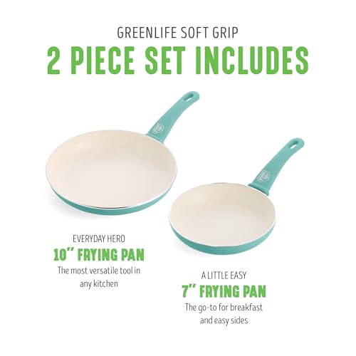 2 Piece 7” & 10” (7" & 10" Frying Pan Skillet Set / Turquoise)