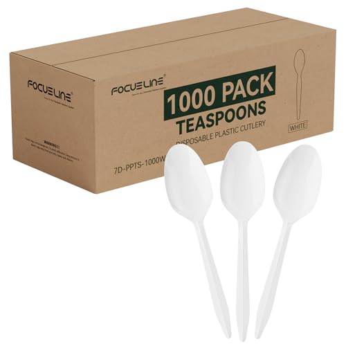 1000 Pack Plastic Teaspoons White (1000 Teaspoons)